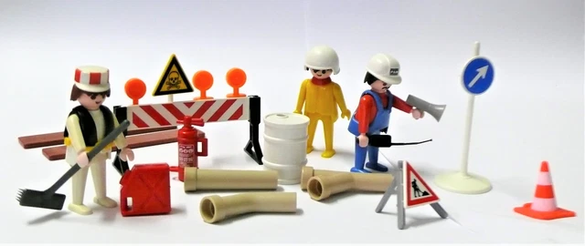u3312 / Playmobil ® Baustelle Absperrung Lampen Rohre Fass Pylone Bretter Schild