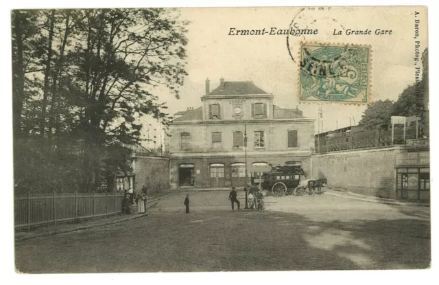 CPA Carte Postale Ancienne ERMONT-EAUBONNE (95) La Grande Gare, circulée v. 1905