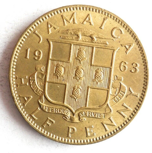 1963 JAMAICA 1/2 PENNY - Excellent Coin - FREE SHIP - Vintage Bin #16
