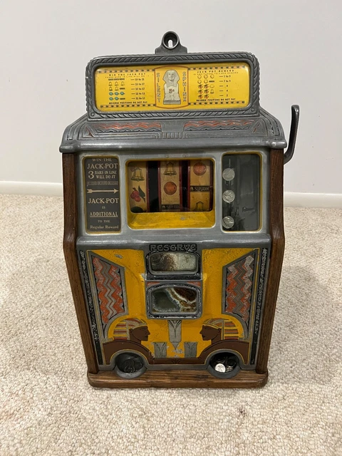 Caille Silent Sphinx Egyptian 5 Cent Slot Machine Vintage Original 1930's Caille Silent Sphinx Egyptian 5 Cent Slot Machine Vintage Original 1930's