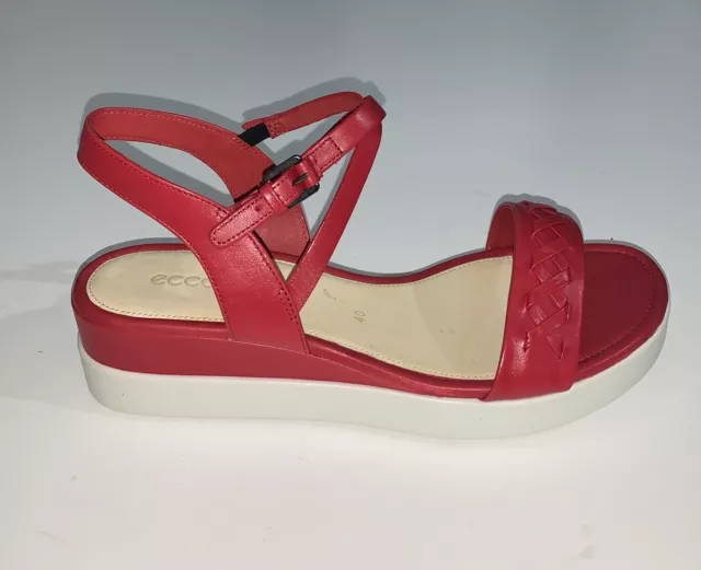 Ecco Touch Women's 40 Plateau Sandals Chili Red Braided Leather Wedge US 9 Shoes