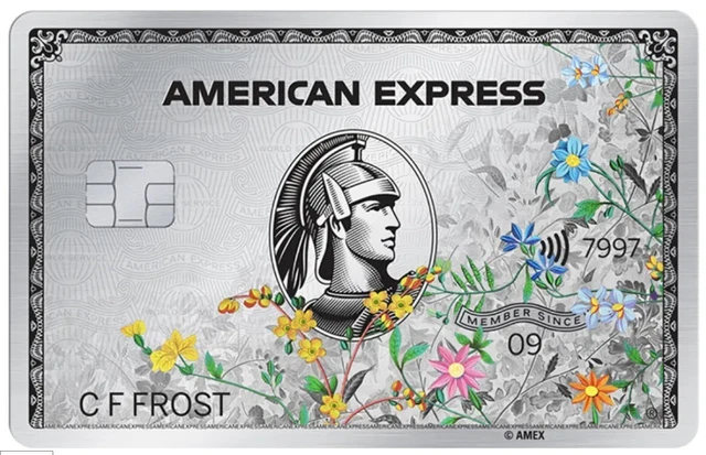 PLATINUM American Express Flower design  METAL card. Canceled. Collectible