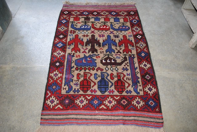 150cm x99 cm Afghan hand made pictorial baloch,kazak, chobi, Afghan war rugs,