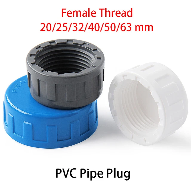 PVC FEMALE THREAD Water Pipe Cap Stop End Lock Fittings Plug 20/25/32/40/50/63mm EUR 3,34