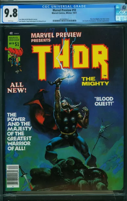 MARVEL PREVIEW #10 CGC 9.8 1977 THOR THE MIGHTY! MAGAZINE Avengers! N7 321 cm