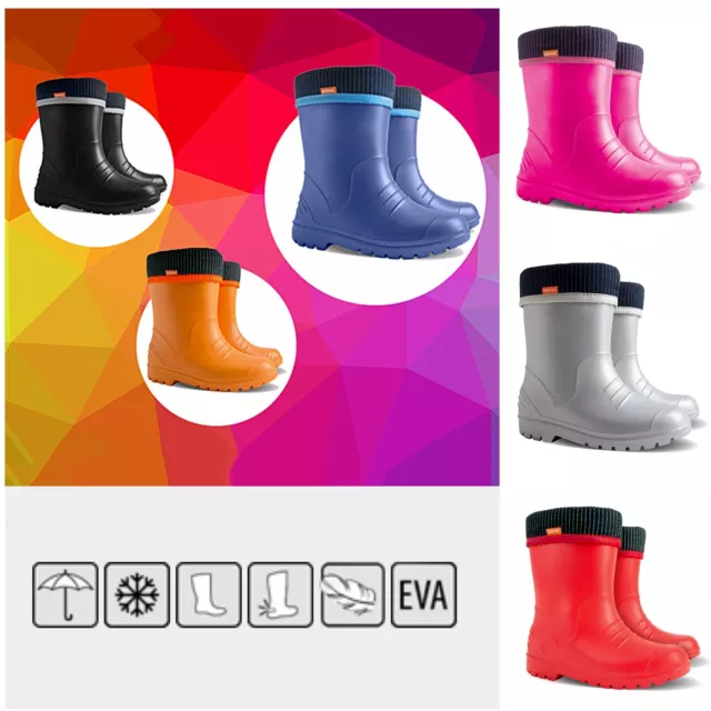 Children WINTER BOOTS Girl Boy Ultralight Insulated Rubber Wellies -30 deg__DINO