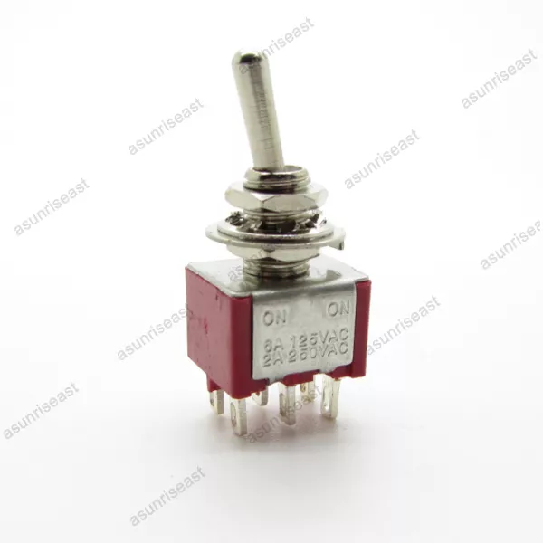 5×Mini Toggle Switch DPDT 2 Position ON-ON 6-PIN  250V 2A 125V 6A Red MTS-202