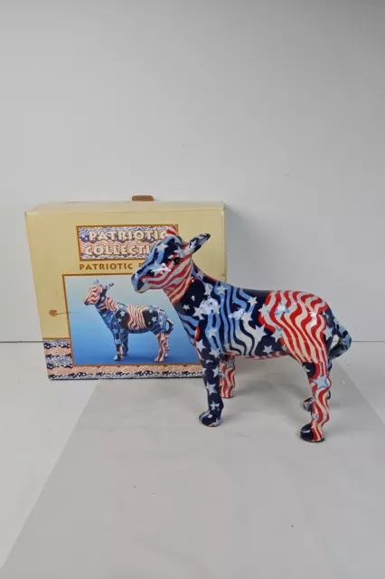 Vintage La Vie Patriotic Ceramic Donkey Democratic Party American Flag Print 8"