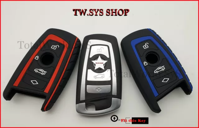 Silicone Fob Key Case Cover for BMW F10,20,30 with 4 Buttons ☆RED OR BLUE☆