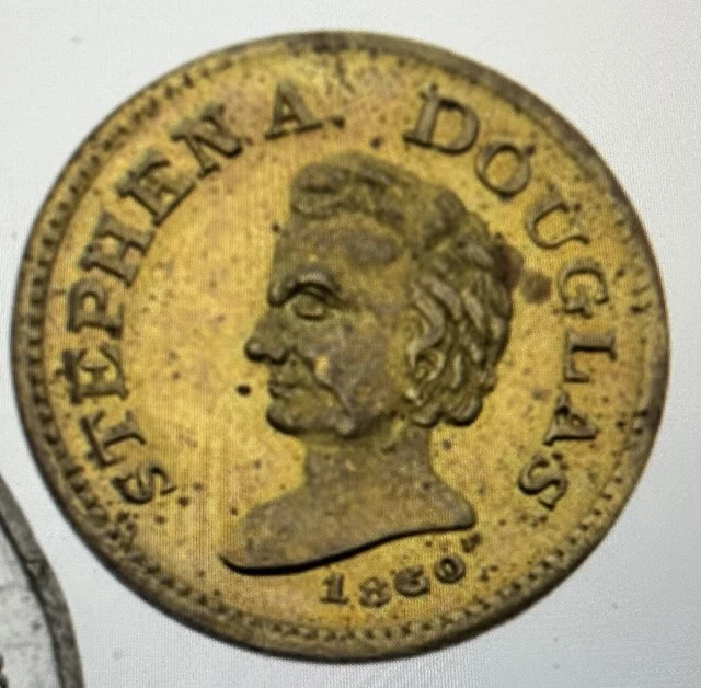 Stephen Douglas 1860 campaign token bear gem!