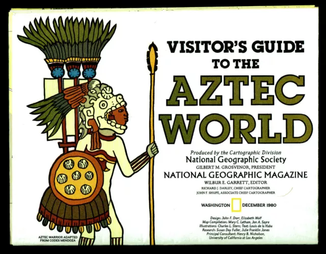 1980 December AZTEC WORLD MEXICO CENTRAL AMERICA National Geographic Map EUC A3+