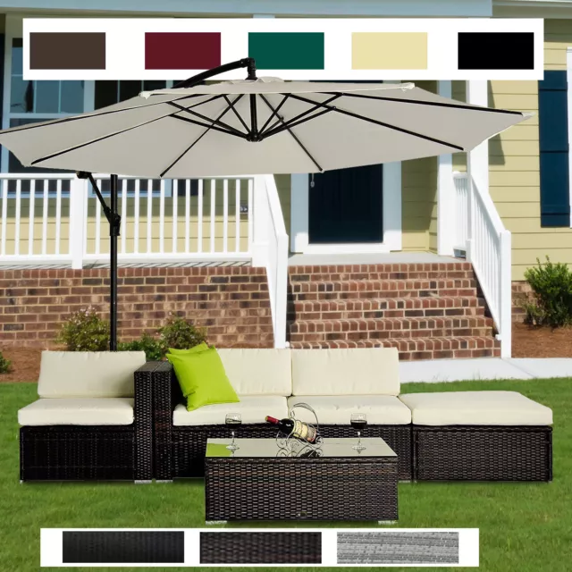 5pc Rattan Wicker Garden Furniture Sofa Set or 3m Garden Banana Hanging Parasol