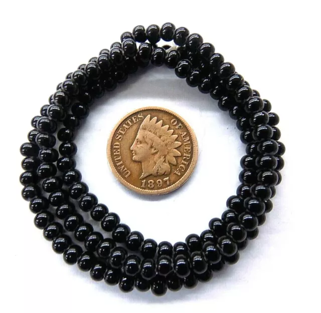{2} BLACK White Heart Gooseberry Star Rosetta African Trade Beads antique style