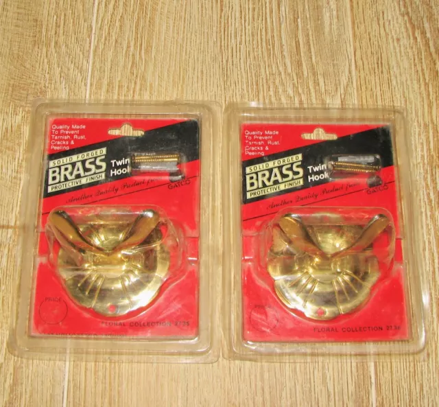 Lot of 2 Gatco Solid Forged Brass Protective Finish Twin Prong Hook 2736 - NEW