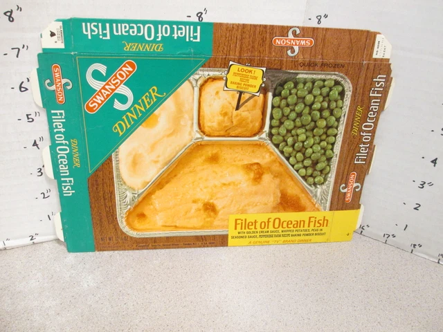 SWANSON 1960s FILET OCEAN FISH biscuit seafood (1) TV dinner frozen food box