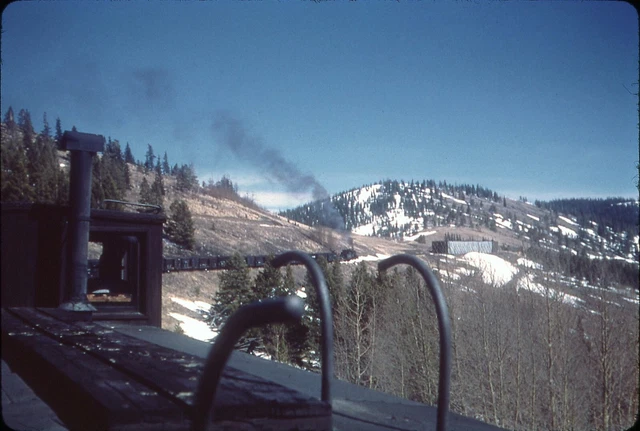 D&RGW Rio Grande EB freight Marshall Pass summit 1955 duplicate slide