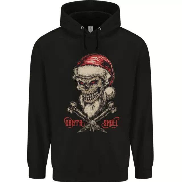 Christmas Santa Skull Heavy Metal Biker Mens 80% Cotton Hoodie