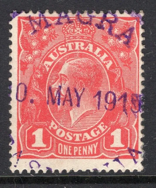 Tasmania nice MAGRA 1915 rubber (R1) postmark on KGV rated 3R by Hardinge