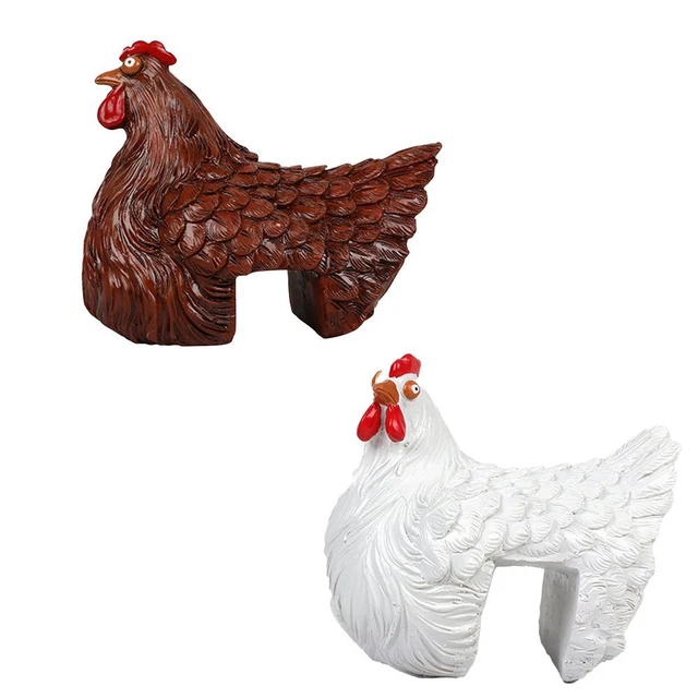Rooster Clip Yard Lawn Hen Statue Chicken Fence Resin Sculpture Chicken Statue