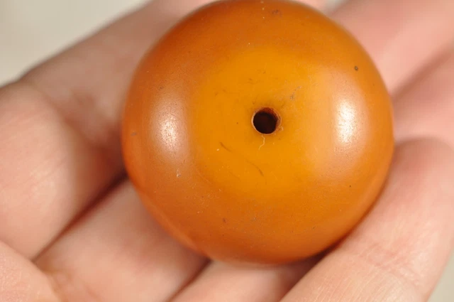 Boule De Billard Vintage En Bakélite Ambrée - Jeu Ou Décoration - Très Bon état