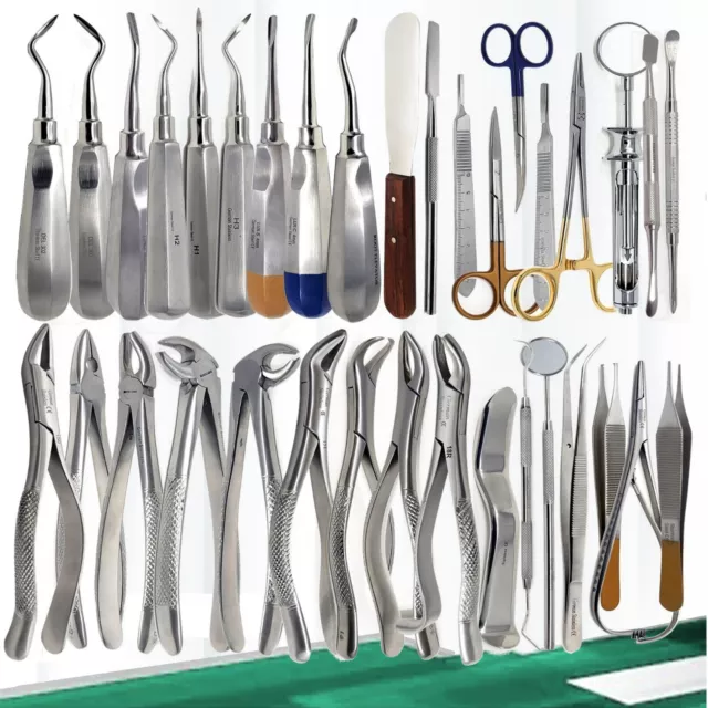 German 75 PC Oral Dental Surgery Extracting Elevators Forceps Instrument Kit Set