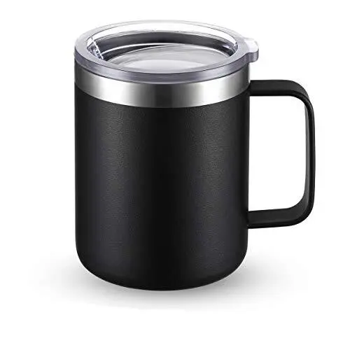 CIVAGO 12oz Stainless Steel Coffee Mug Cup with Lid and Handle Double Wall Va...