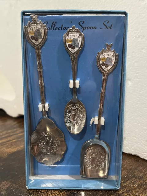 Vintage Rare Las Vegas Souvenir Spoon Collector's set 3 Mini Spoons Collectible