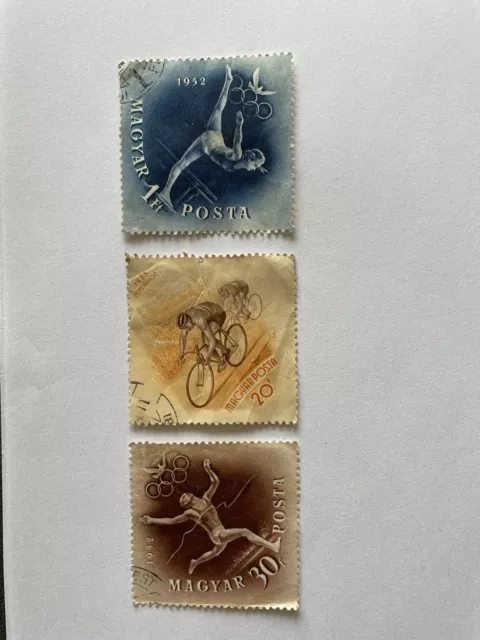 3 Magyar Posta Olympic Stamps 1952