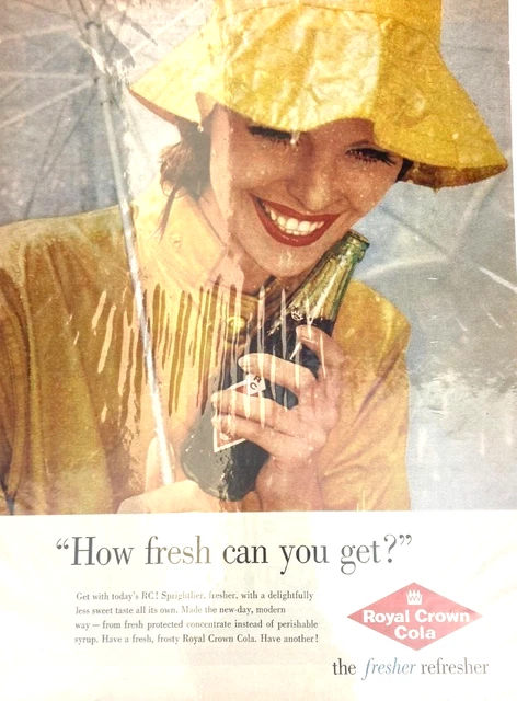 Vintage ROYAL CROWN COLA fresher refresher 1960 Magazine Print Ad W112