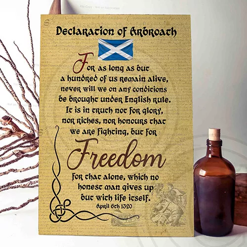 Declaration Of Arbroath Sign, Scotland gift, 1320 Scotland, Scottish Plaque