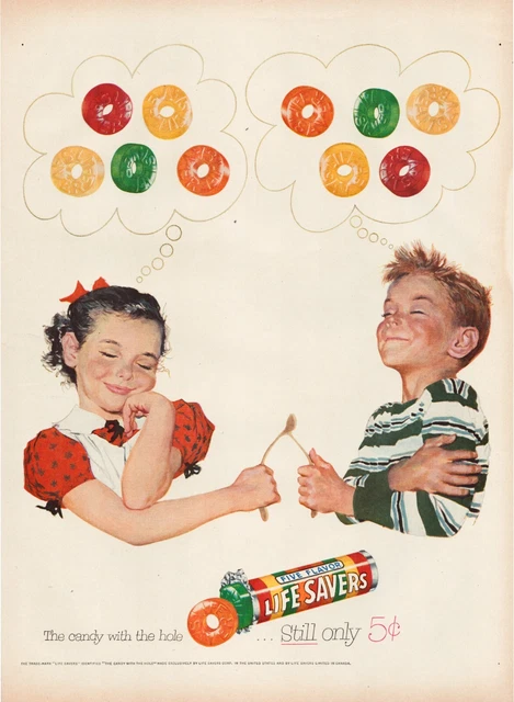 Print Ad Life Savers 1953 Five Flavor Wish Bone Full Page Magazine 10.5"x13.5"