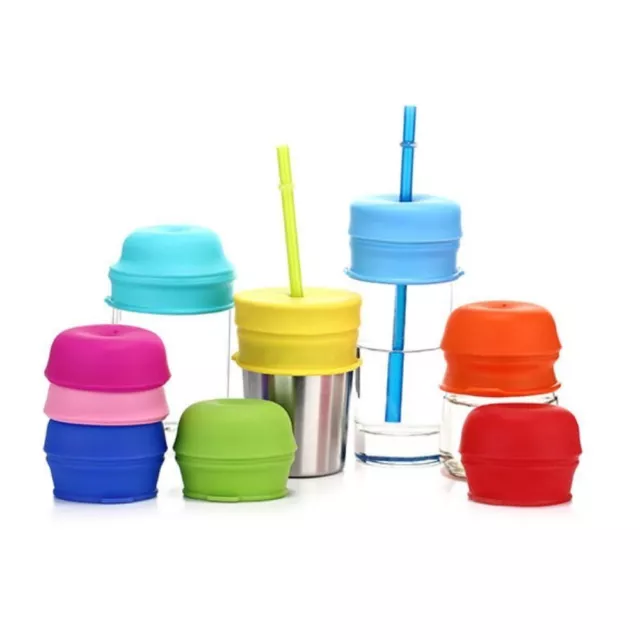 With Straw Hole Silicone Sippy Cup Lid Elastic Straw Cup Cover   Mason Jar
