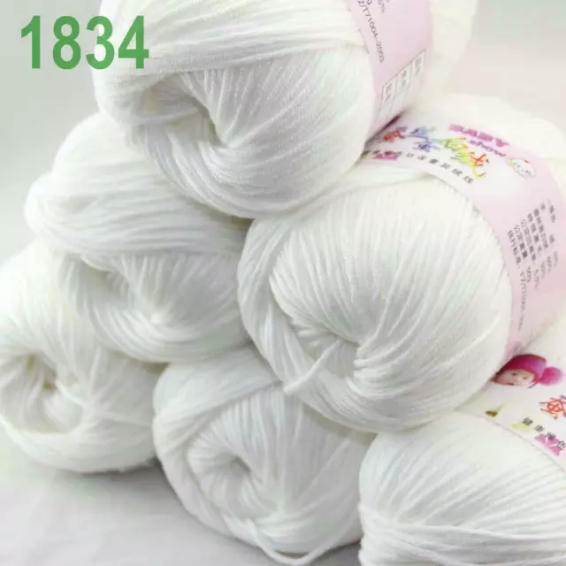 Sale 6 Balls x 50g DK Baby Soft Cashmere Silk Wool Hand Knitting Crochet Yarn 34