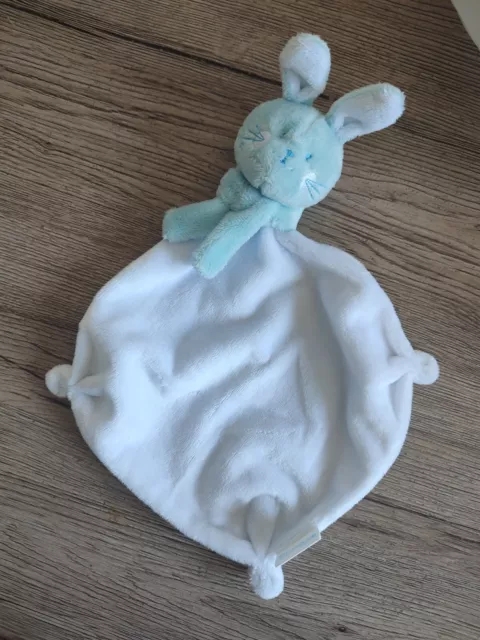 Doudou plat Lapin  gris blanc étoiles VERTBAUDET etat neuf