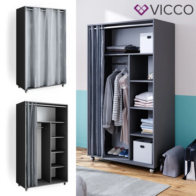 Armoire mobile Placard du hall Garde-robe Ouvert d'esprit Doros anthracite Vicco