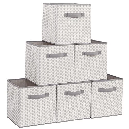 Storage Cubes, 11 Inch Collapsible Storage Bins with Handles, 6 Pack Fabric
