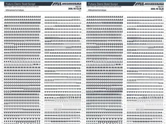 Letras de transferencia seca MECANORMA 308.16 CLN #515 FUTURA SEMI BOLD 4 mm