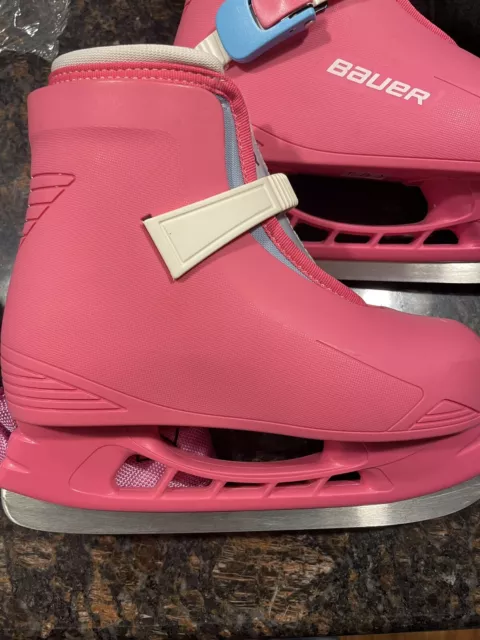 Bauer Lil Angel Girls Youth Toddler Size 12/13 Ice Skates Pink Ratchet Buckle 2