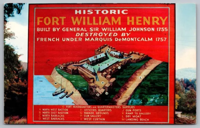 Historic Fort William Henry Lake George NY New York Postcard UNP VTG Dexter