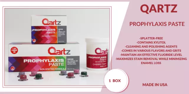 Qartz Prophy Paste Cups - Dental Non Splatter w/Fluoride - Box x 200 Cups