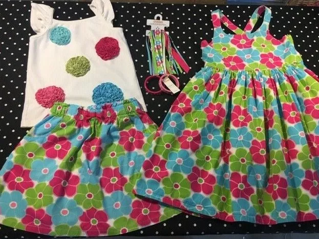 Gymboree Ice Cream Sweetie tee top skirt dress hair clips barrettes bracelet 7 8