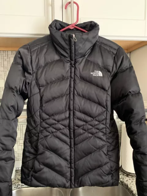 The North Face 550 Down Puffer Jacket Black Satin Womens Medium Ski Chic