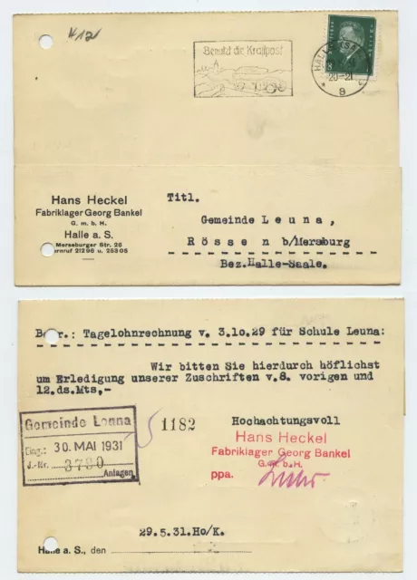 113087 - Werbestempel: Benutzt die Kraftpost - Halle (Saale) 29.5.1931