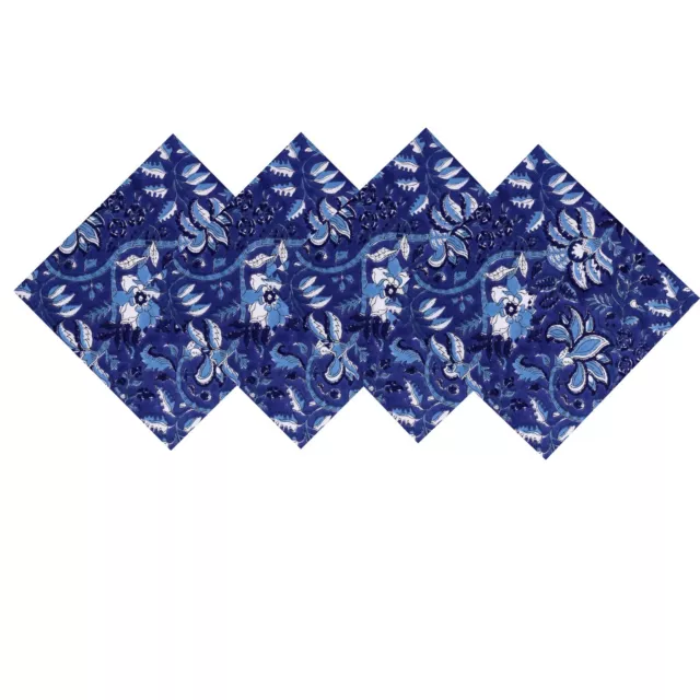 Juego 48 Piezas Indio Mano Bloque 100% Algodón Estampado Gasa Tela Napkins Azul