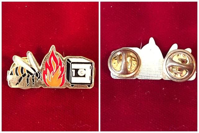 Bee (Be) Fire Safe Rebus Picture Puzzle Hard Enamel Cloisonne Clutch Back Pin