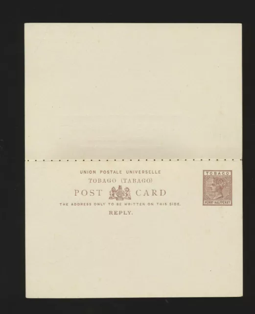 Karibik, Tobago, Penny-Halfpenny Ganzsachen-Karte + Antwort ungebr. (F42) (5)