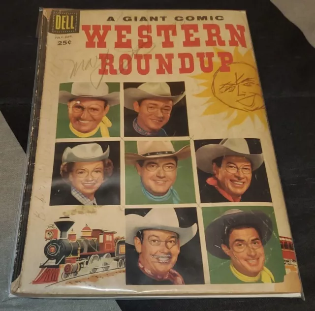 Western Roundup #15  (1956 Dell Giant)  Roy Rogers, Gene Autry