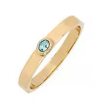 New COACH Signature Logo Blue Stone Gold Plated Magnetic Hinged Bangle Bracelet
