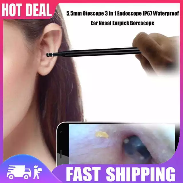 3 in 1 Ear Endoscope HD Visual Otoscope Ear Pick 5.5mm 6LED Earpick Mini Camera