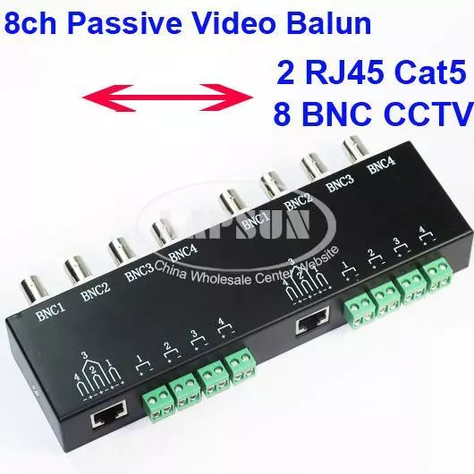 UTP 8 Channel CH Passive Video Balun to CAT5 RJ45 & 8 BNC CCTV Adapter Q-208 AU